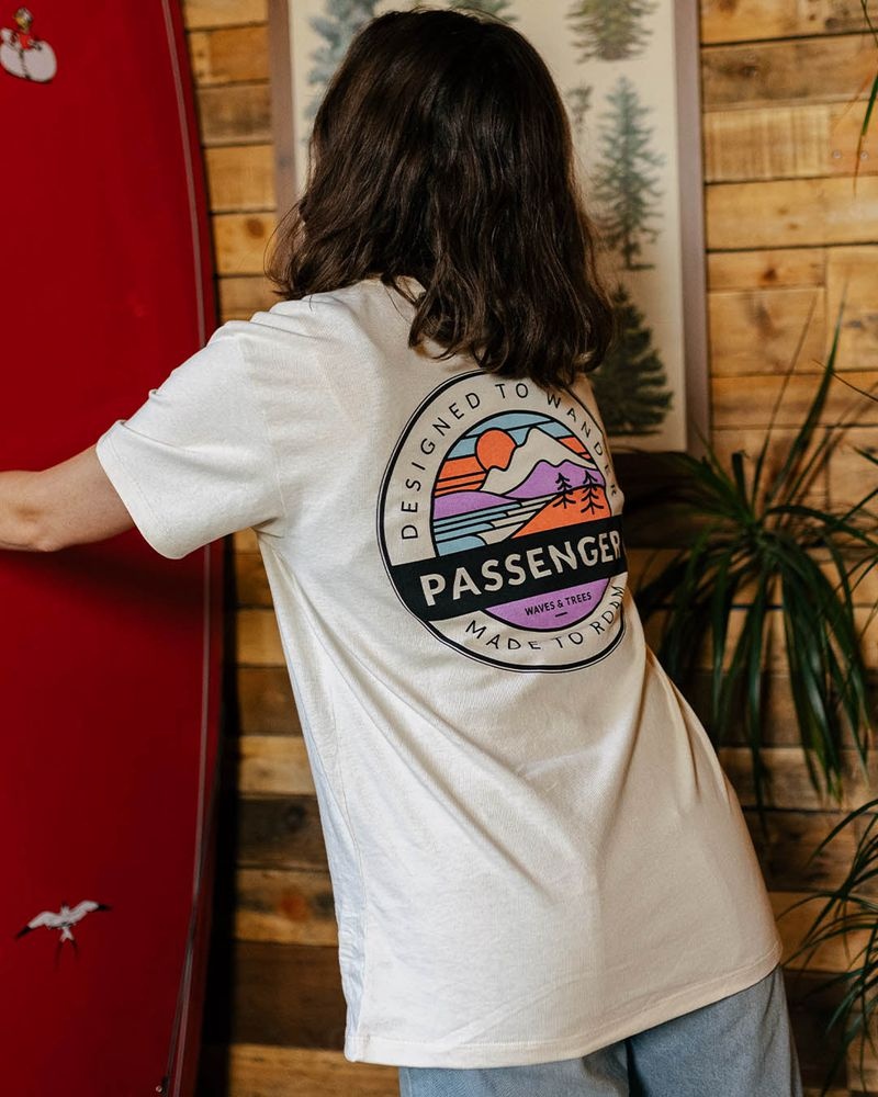 Koszulka Passenger Wilds Recycled Bawełniane Oversized Damskie Beżowe | Polska-OYLNEQ497