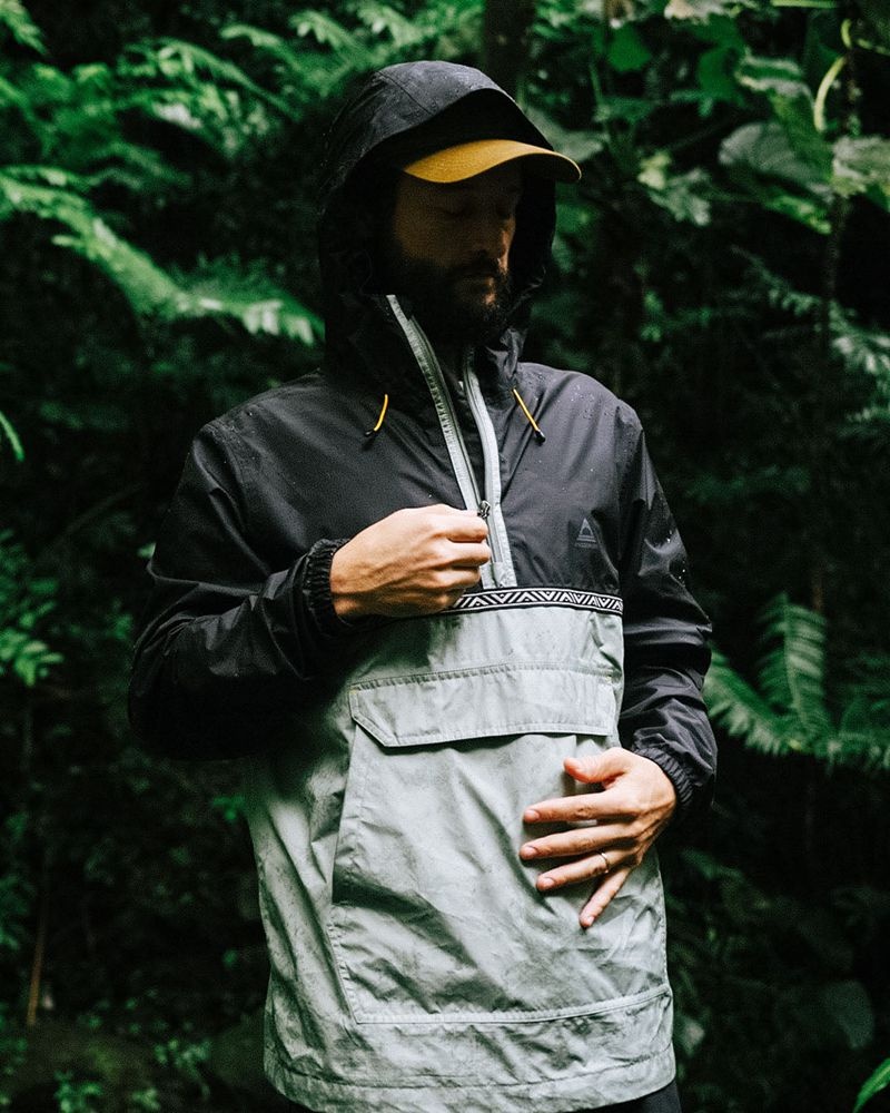 Kurtka Passenger Flow 1/2 Zip Recycled Wody Resistant Męskie True Black/Pistachio | Polska-CXGBIW915