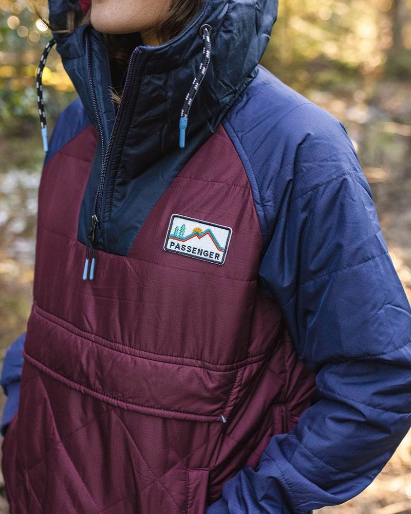 Kurtka Passenger Ocean Recycled Insulated 1/2 Zip Damskie Windsor Wine | Polska-ZYUPAE749