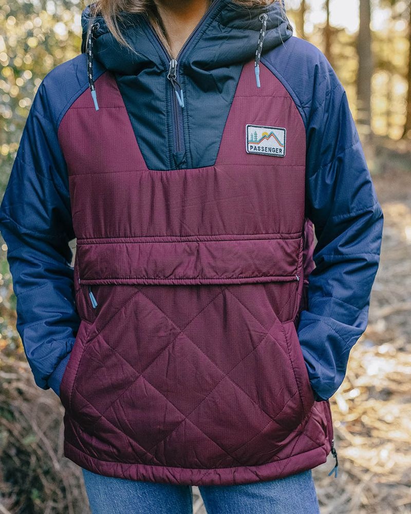 Kurtka Passenger Ocean Recycled Insulated 1/2 Zip Damskie Windsor Wine | Polska-ZYUPAE749