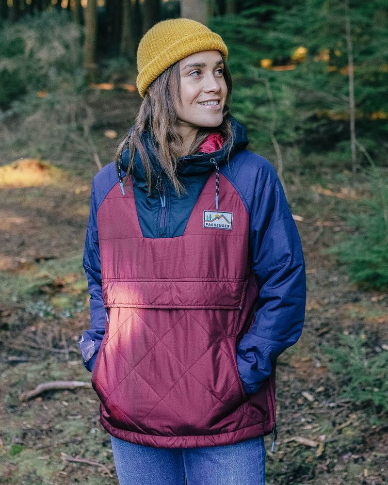 Kurtka Passenger Ocean Recycled Insulated 1/2 Zip Damskie Windsor Wine | Polska-ZYUPAE749