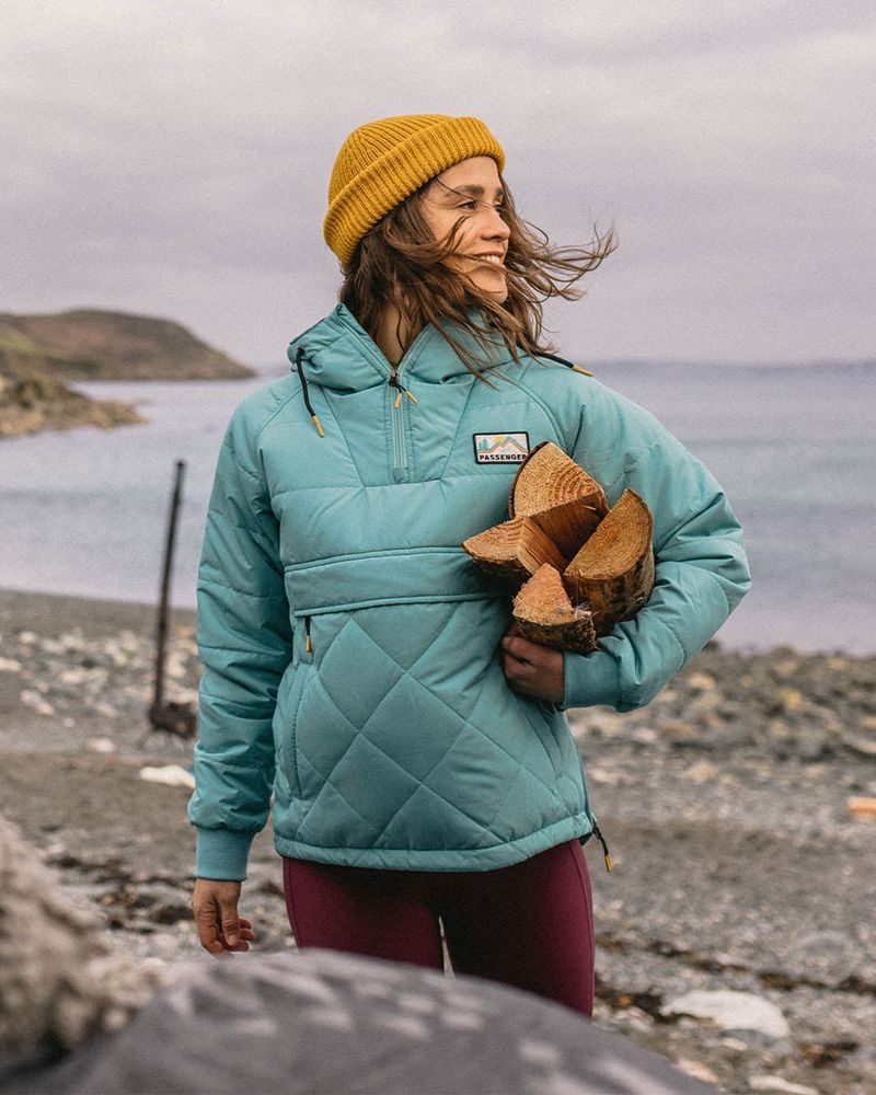 Kurtka Passenger Ocean Recycled Insulated 1/2 Zip Damskie Porcelain | Polska-IYVRAC301