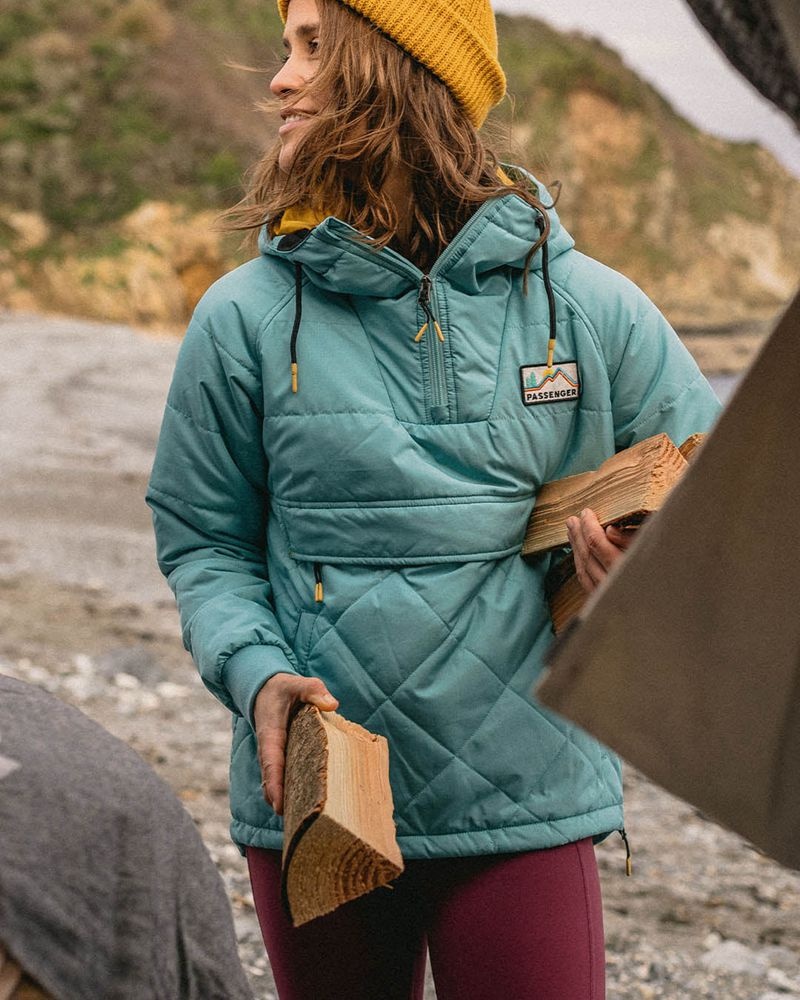 Kurtka Passenger Ocean Recycled Insulated 1/2 Zip Damskie Porcelain | Polska-IYVRAC301