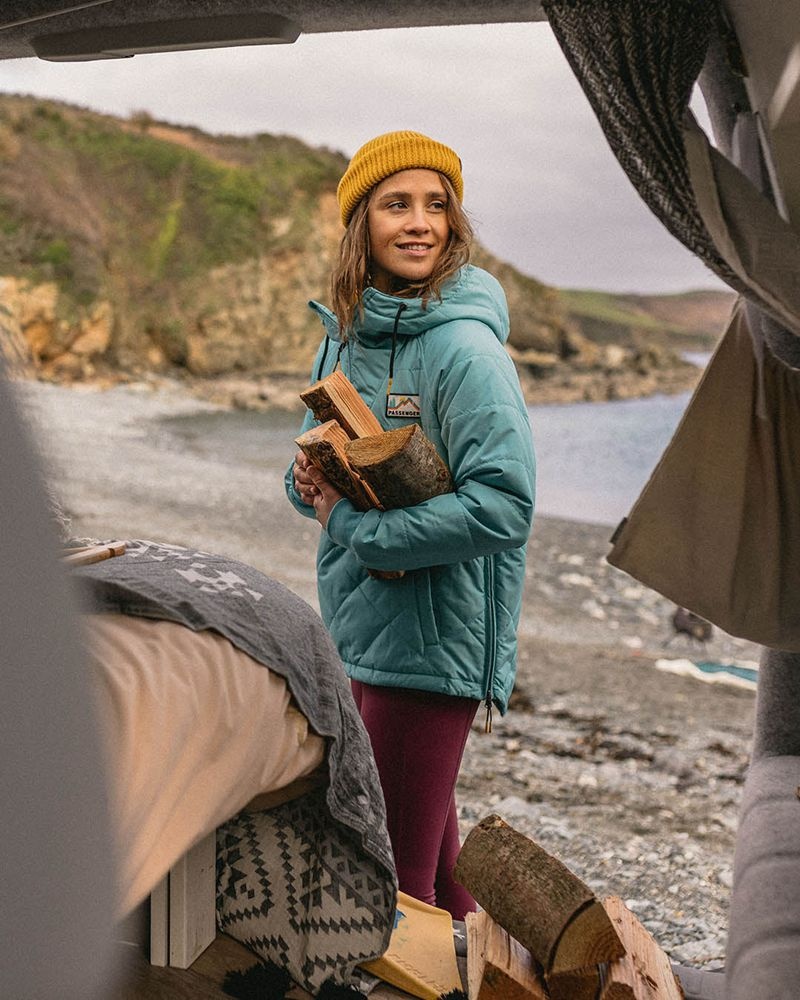 Kurtka Passenger Ocean Recycled Insulated 1/2 Zip Damskie Porcelain | Polska-IYVRAC301