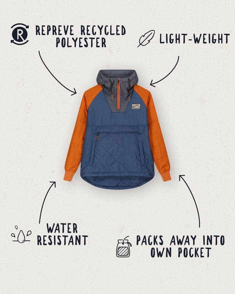 Kurtka Passenger Ocean Recycled Insulated 1/2 Zip Damskie Niebieskie | Polska-BCHZEN602