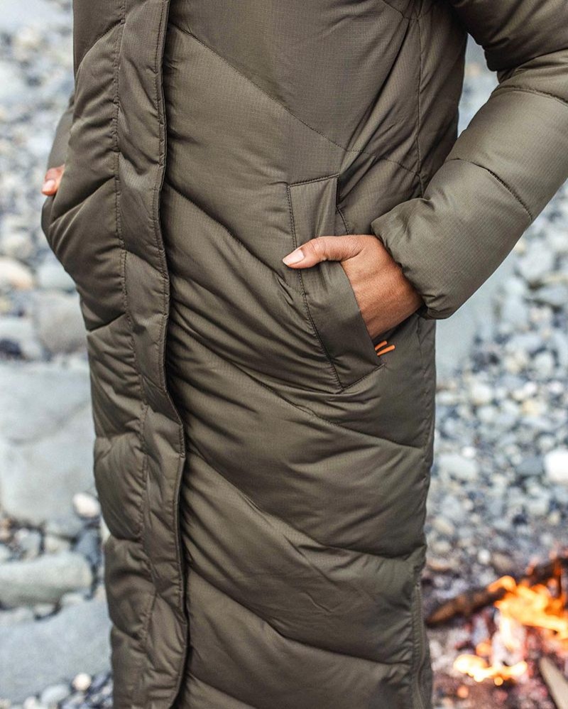 Kurtka Passenger Tasman Long Recycled Insulated Damskie Oliwkowe | Polska-SGRCJK745