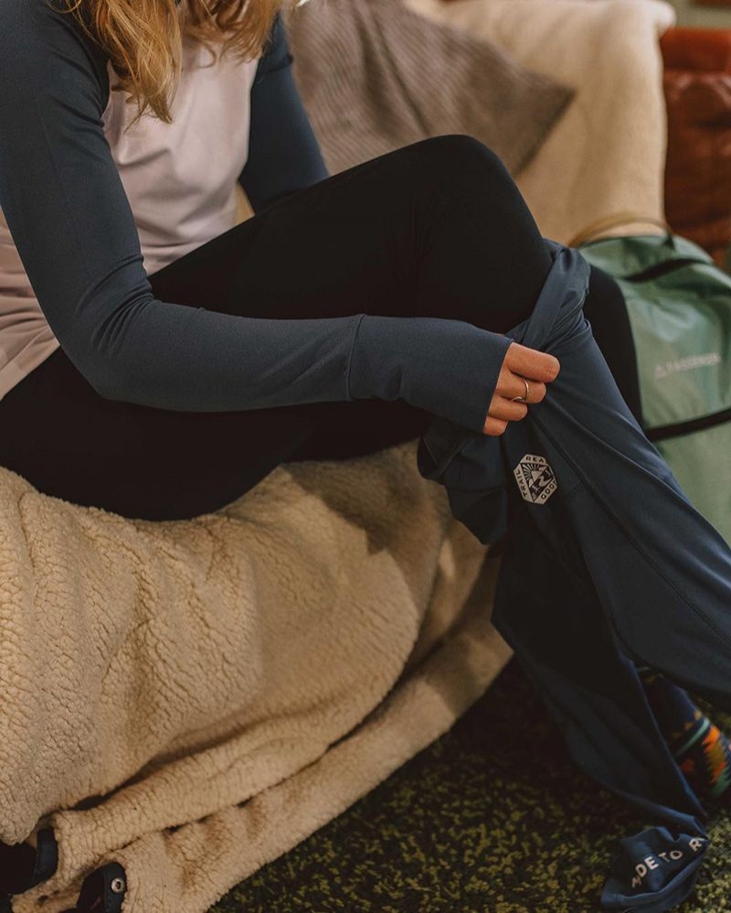 Legginsy Passenger Blossom Recycled Base Layer Damskie Jasny Granatowe | Polska-YDCBTK680