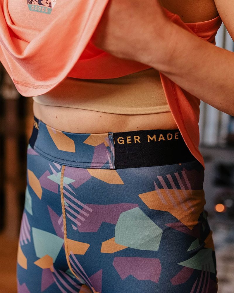 Legginsy Passenger Blossom Recycled Base Layer Damskie Jasny Niebieskie Camo | Polska-MNAXBV145