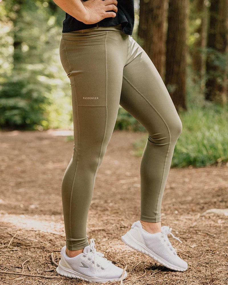 Legginsy Passenger Fresh Air 2.0 Recycled Damskie Oliwkowe | Polska-MGAELS283