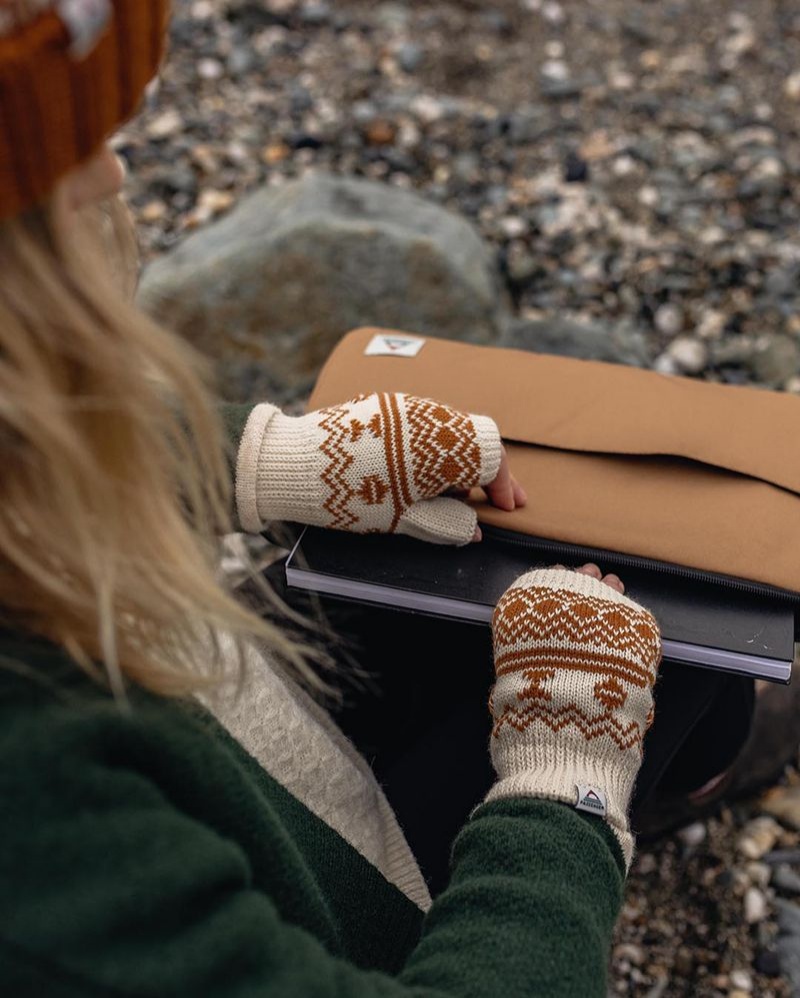 Mitten Passenger Flurry Recycled Fleece Podszewką Fingerless Damskie Pomarańczowe Brązowe | Polska-YUSZWR673