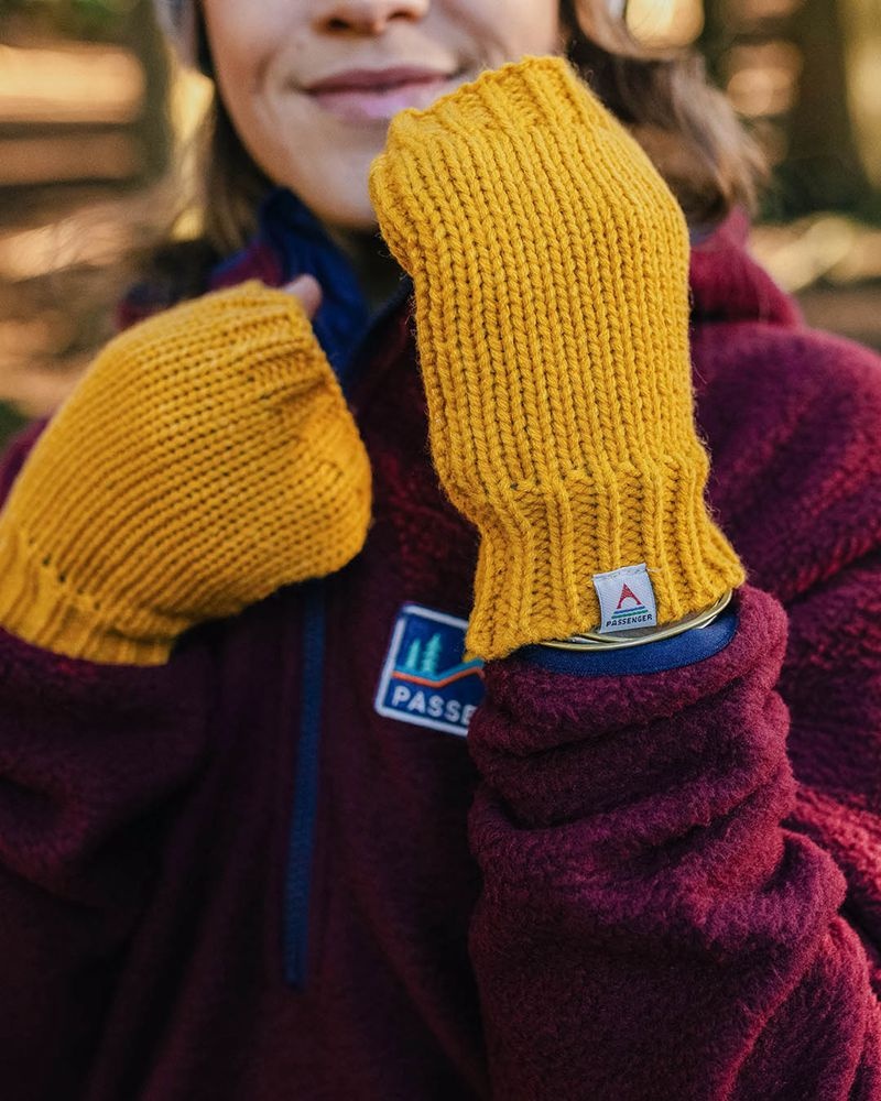 Mitten Passenger Flurry Recycled Fleece Podszewką Fingerless Damskie Żółte | Polska-RUHYZC041