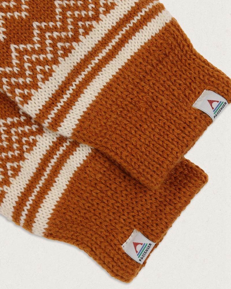 Mitten Passenger Powder Fleece Podszewką Recycled Acrylic Damskie Pomarańczowe Brązowe | Polska-WMQLFY724