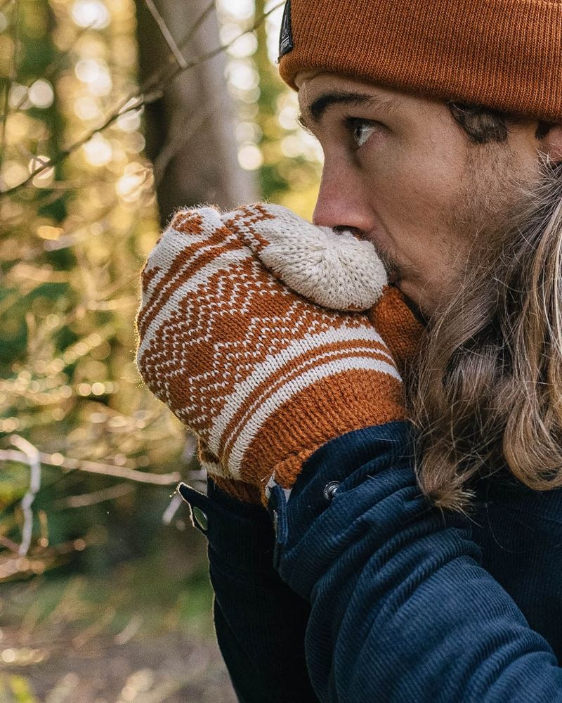 Mitten Passenger Powder Fleece Podszewką Recycled Acrylic Damskie Pomarańczowe Brązowe | Polska-WMQLFY724