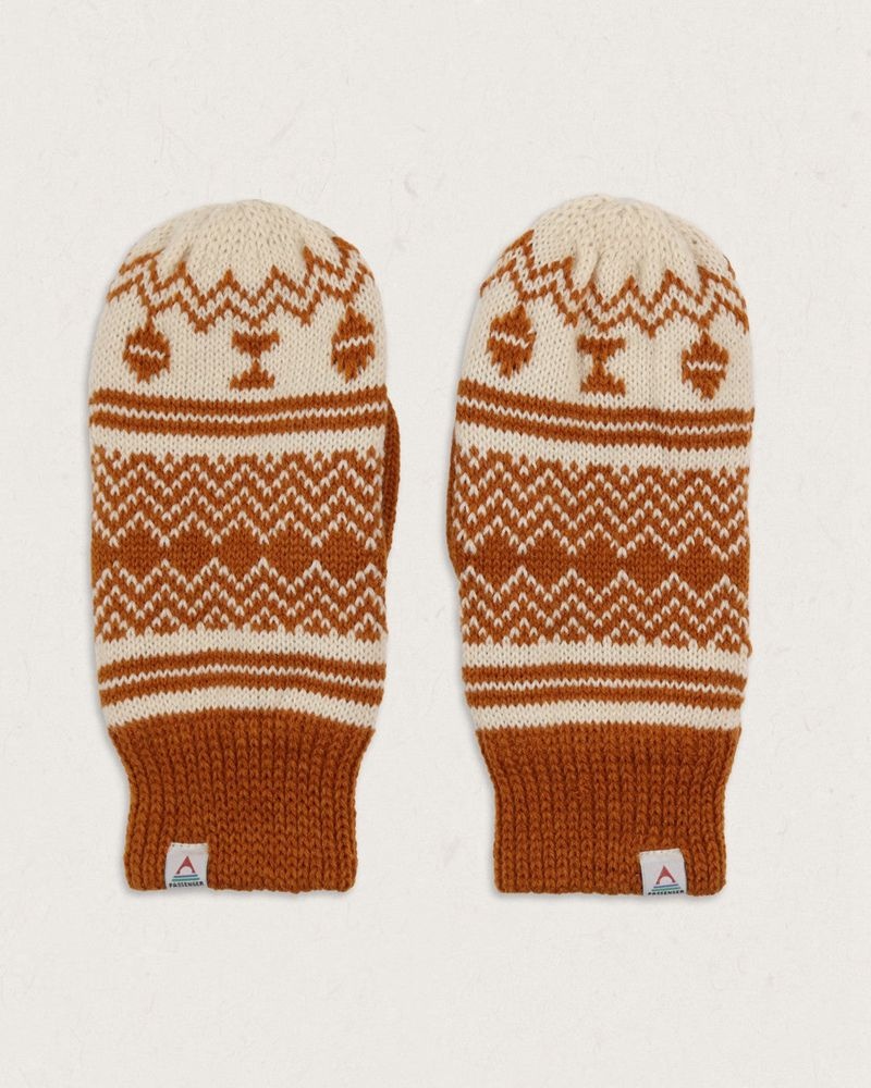 Mitten Passenger Powder Fleece Podszewką Recycled Acrylic Damskie Pomarańczowe Brązowe | Polska-WMQLFY724