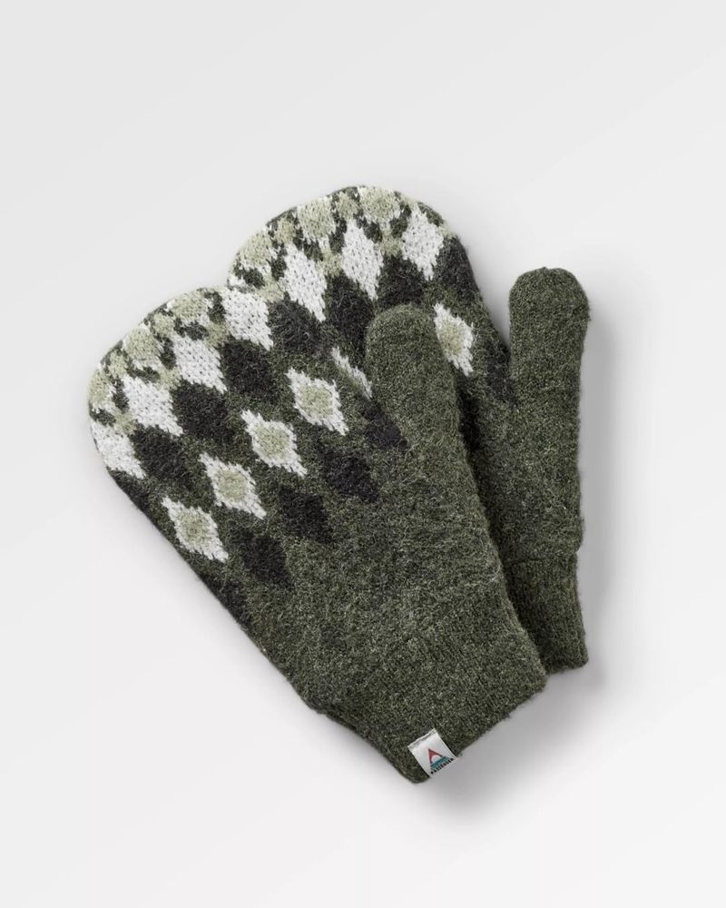 Mitten Passenger Wave Recycled Fleece Podszewką Damskie Khaki | Polska-ABIOWG438