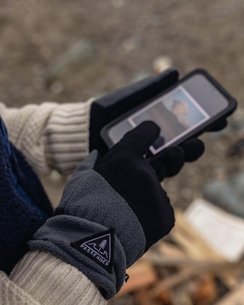 Rękawiczki Passenger Daytrip Recycled Polar Fleece Touch Screen Męskie Czarne | Polska-DXFIKV384