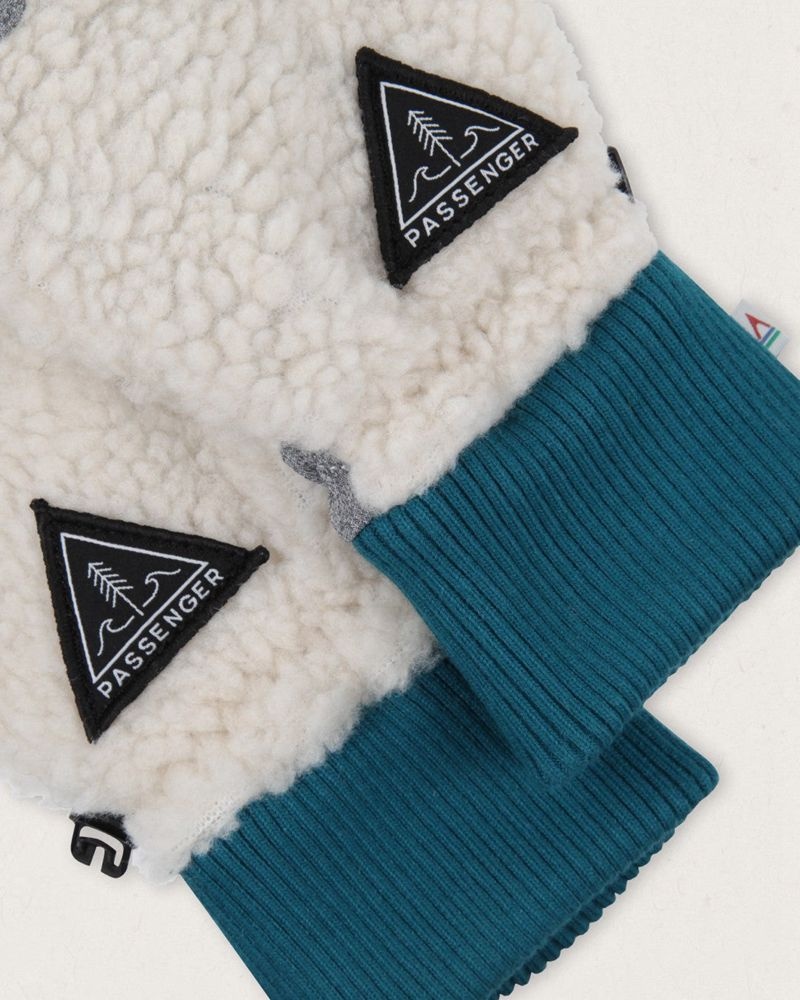 Rękawiczki Passenger Snowfall Recycled Sherpa Męskie Warm Ivory | Polska-NDMSKZ601