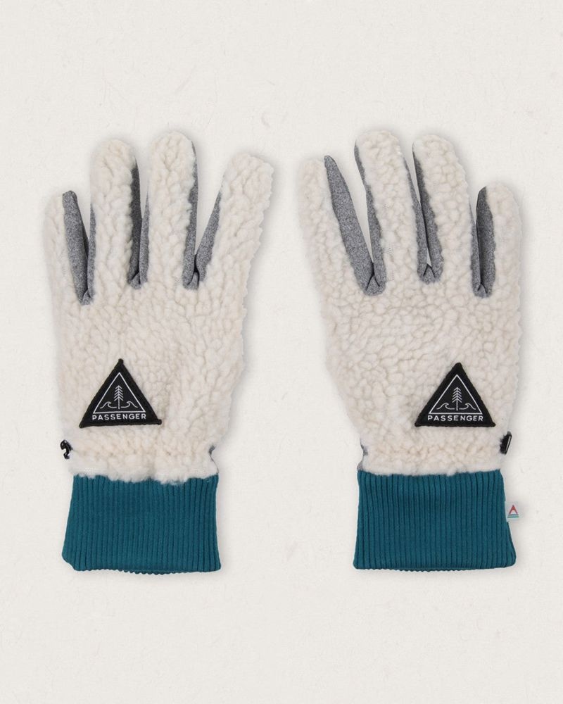 Rękawiczki Passenger Snowfall Recycled Sherpa Męskie Warm Ivory | Polska-NDMSKZ601