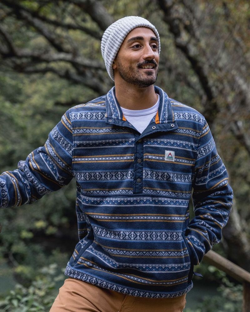 Runo Passenger Adrift Recycled Polar Męskie Midnight Fairisle | Polska-VSLGYO715