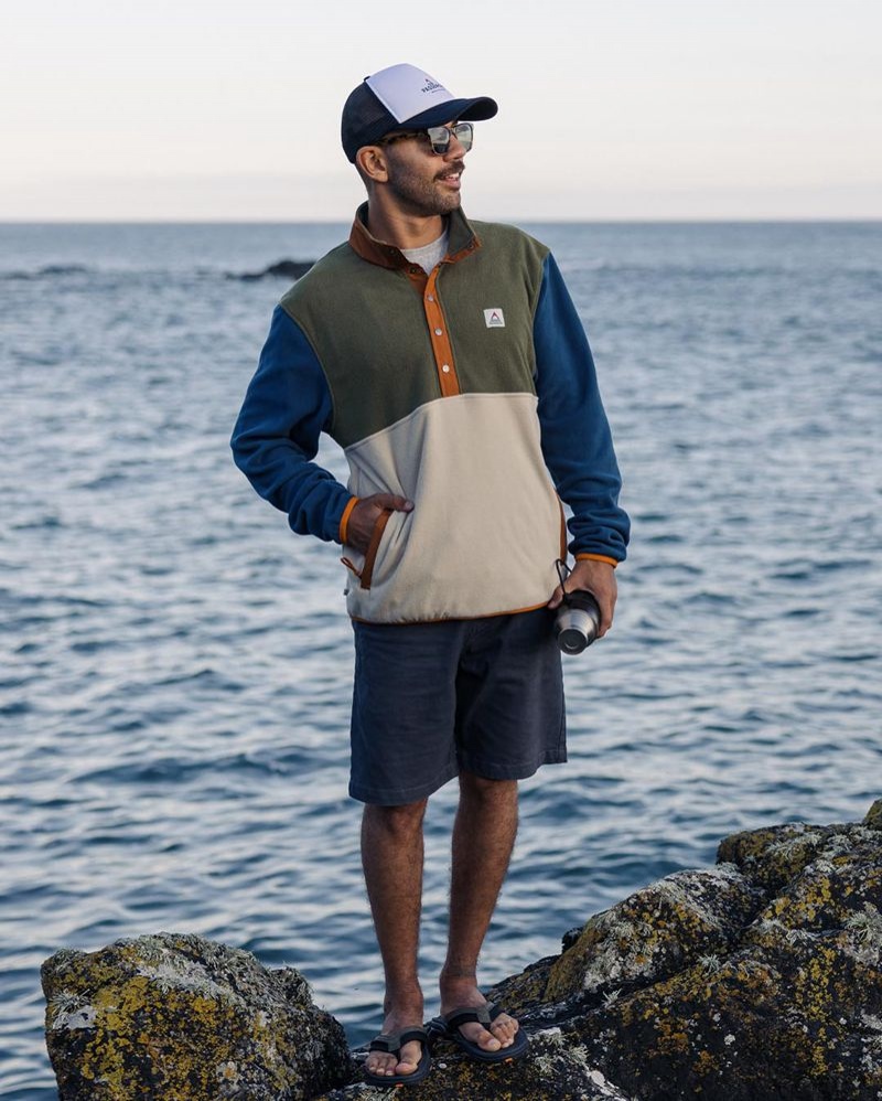 Runo Passenger Adrift Recycled Polar Męskie Khaki/Oatmeal | Polska-KHSWAV317