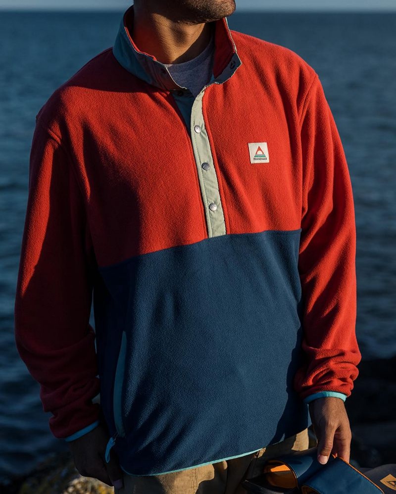 Runo Passenger Adrift Recycled Polar Męskie Cardinal/Dark Denim | Polska-CELRGS704