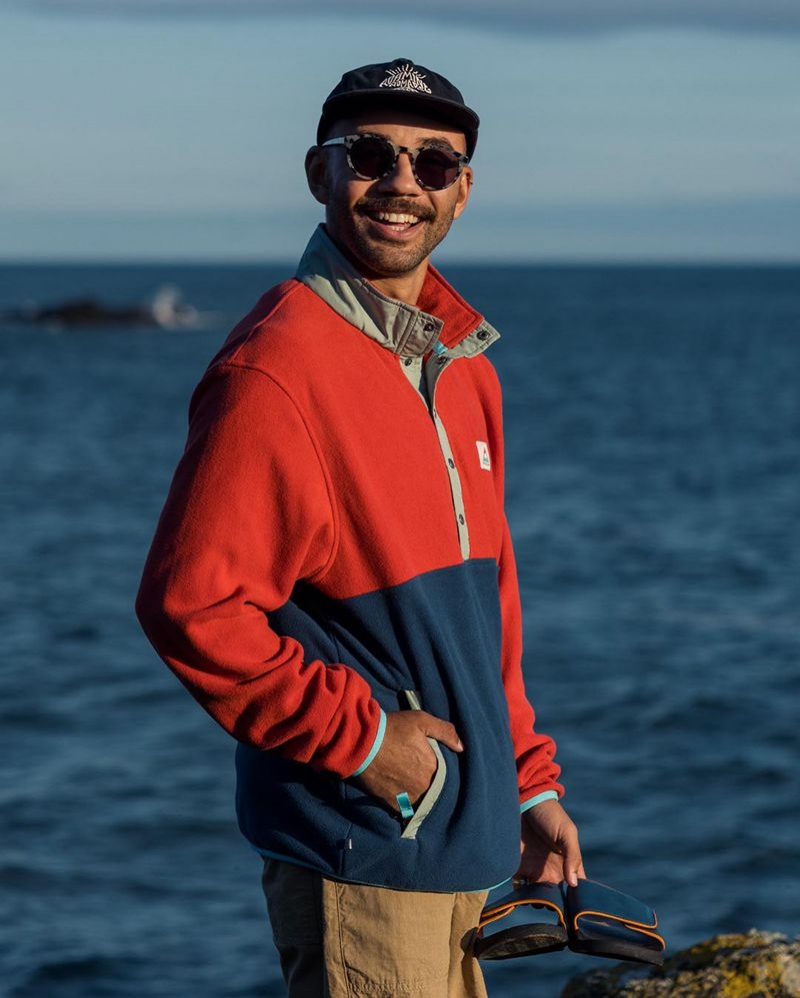 Runo Passenger Adrift Recycled Polar Męskie Cardinal/Dark Denim | Polska-CELRGS704
