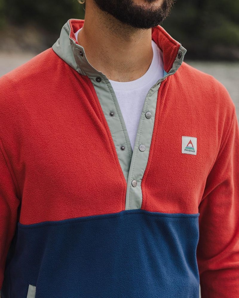 Runo Passenger Adrift Recycled Polar Męskie Cardinal/Dark Denim | Polska-CELRGS704