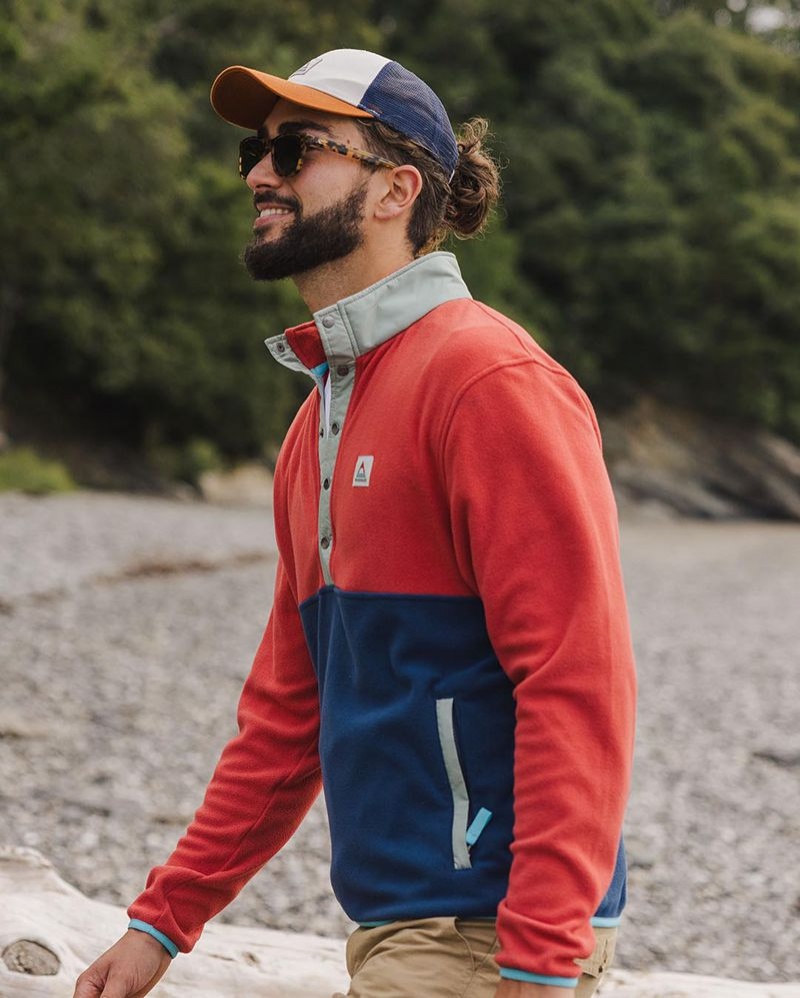 Runo Passenger Adrift Recycled Polar Męskie Cardinal/Dark Denim | Polska-CELRGS704