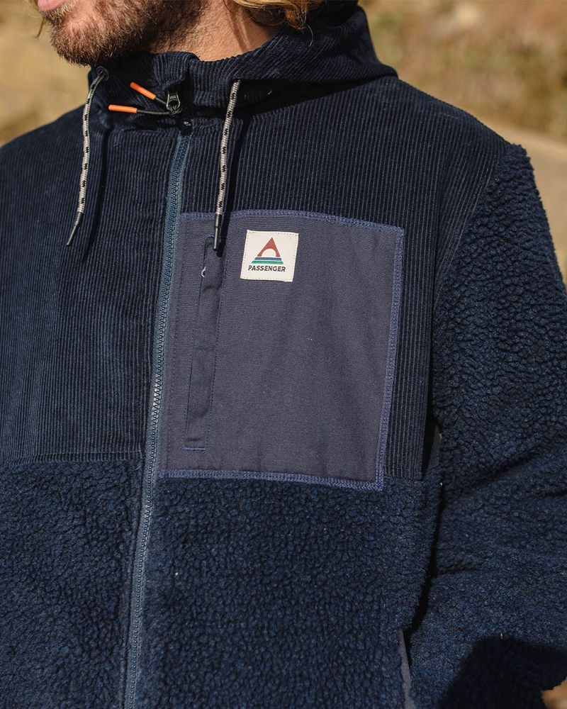 Runo Passenger Adventure Recycled Deep-Pile Sherpa Męskie Jasny Granatowe | Polska-SBREPY396