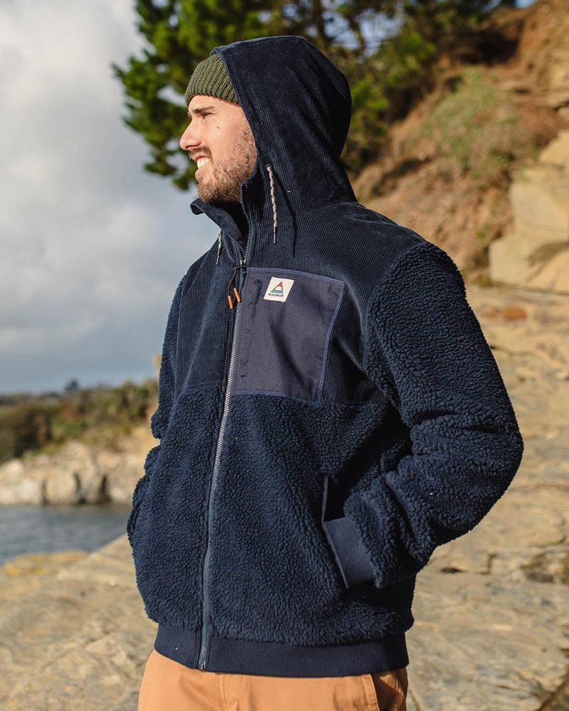 Runo Passenger Adventure Recycled Deep-Pile Sherpa Męskie Jasny Granatowe | Polska-SBREPY396