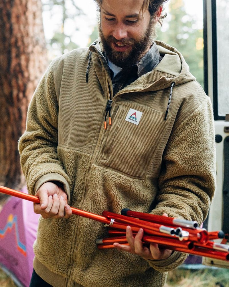 Runo Passenger Adventure Recycled Deep-Pile Sherpa Męskie Khaki | Polska-QCPWZO249