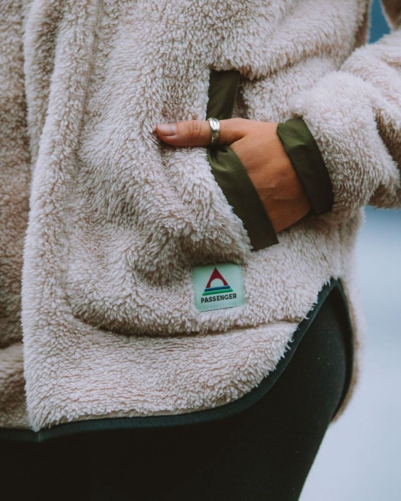 Runo Passenger Beaumont Recycled Sherpa Zakapturzony Damskie Warm Ivory | Polska-IRKYXW160