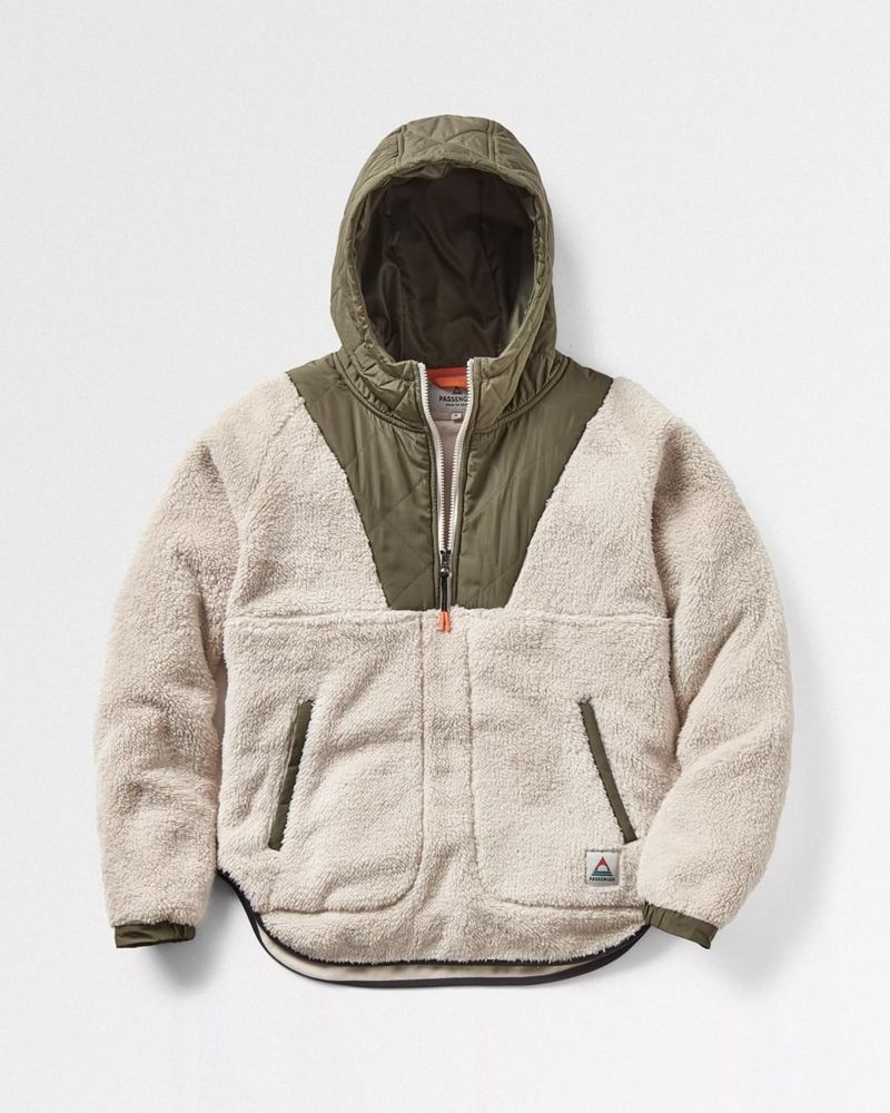 Runo Passenger Beaumont Recycled Sherpa Zakapturzony Damskie Warm Ivory | Polska-IRKYXW160