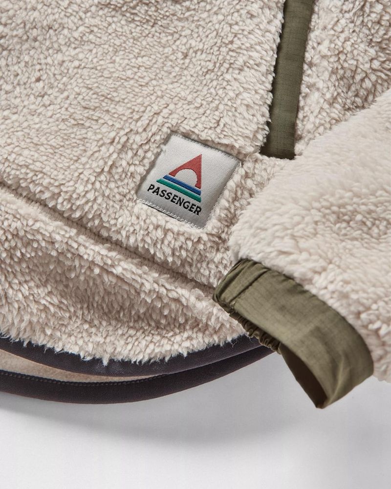 Runo Passenger Beaumont Recycled Sherpa Zakapturzony Damskie Warm Ivory | Polska-IRKYXW160