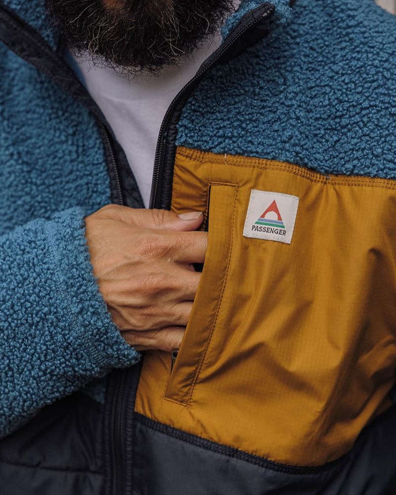 Runo Passenger Born Explorer Recycled Polar-Podszewką Sherpa Męskie Niebieskie | Polska-PJZQNR140