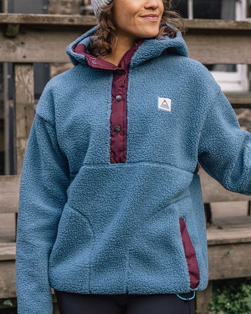 Runo Passenger Calla Zakapturzony Pullover Recycled Damskie Niebieskie | Polska-AKCPNM476