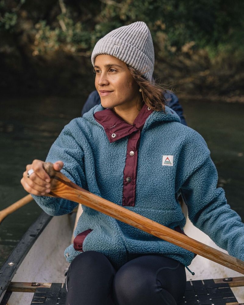 Runo Passenger Calla Zakapturzony Pullover Recycled Damskie Niebieskie | Polska-AKCPNM476