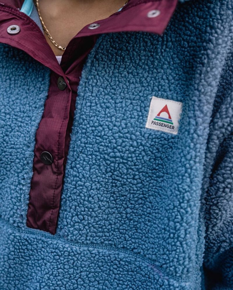 Runo Passenger Calla Zakapturzony Pullover Recycled Damskie Niebieskie | Polska-AKCPNM476