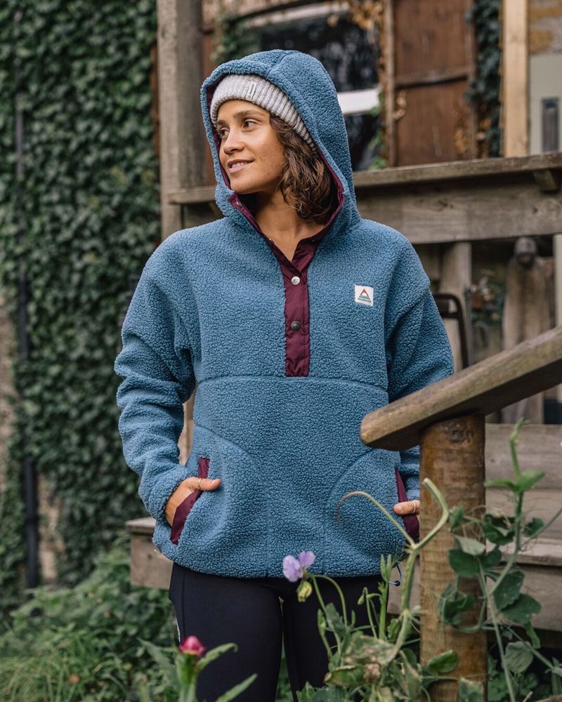Runo Passenger Calla Zakapturzony Pullover Recycled Damskie Niebieskie | Polska-AKCPNM476