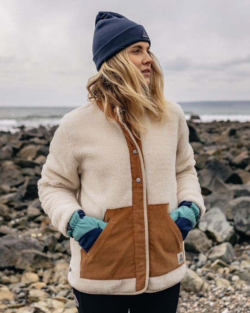 Runo Passenger Clover Recycled Deep-Pile Sherpa Damskie Warm Ivory | Polska-RDCHKW156