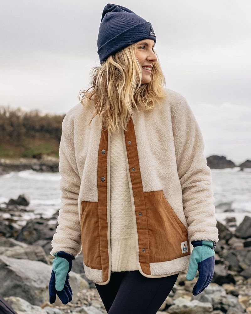 Runo Passenger Clover Recycled Deep-Pile Sherpa Damskie Warm Ivory | Polska-RDCHKW156