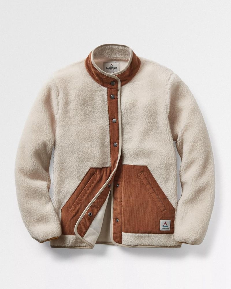 Runo Passenger Clover Recycled Deep-Pile Sherpa Damskie Warm Ivory | Polska-RDCHKW156
