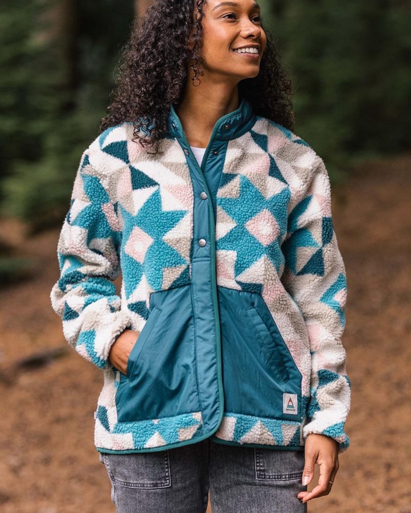 Runo Passenger Clover Recycled Deep-Pile Sherpa Damskie Niebieskie | Polska-DQHGNA804
