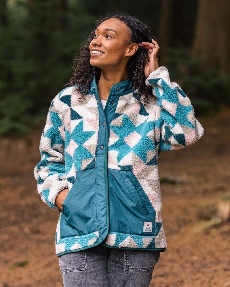 Runo Passenger Clover Recycled Deep-Pile Sherpa Damskie Niebieskie | Polska-DQHGNA804