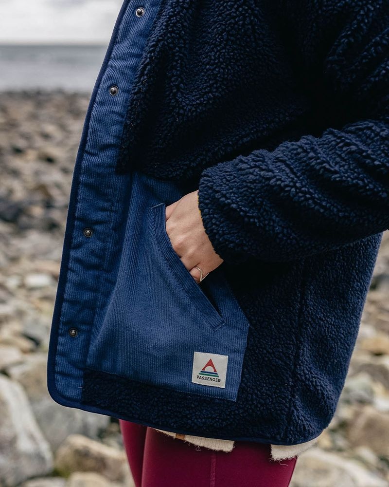 Runo Passenger Clover Recycled Deep-Pile Sherpa Damskie Jasny Granatowe | Polska-ARKPHL580