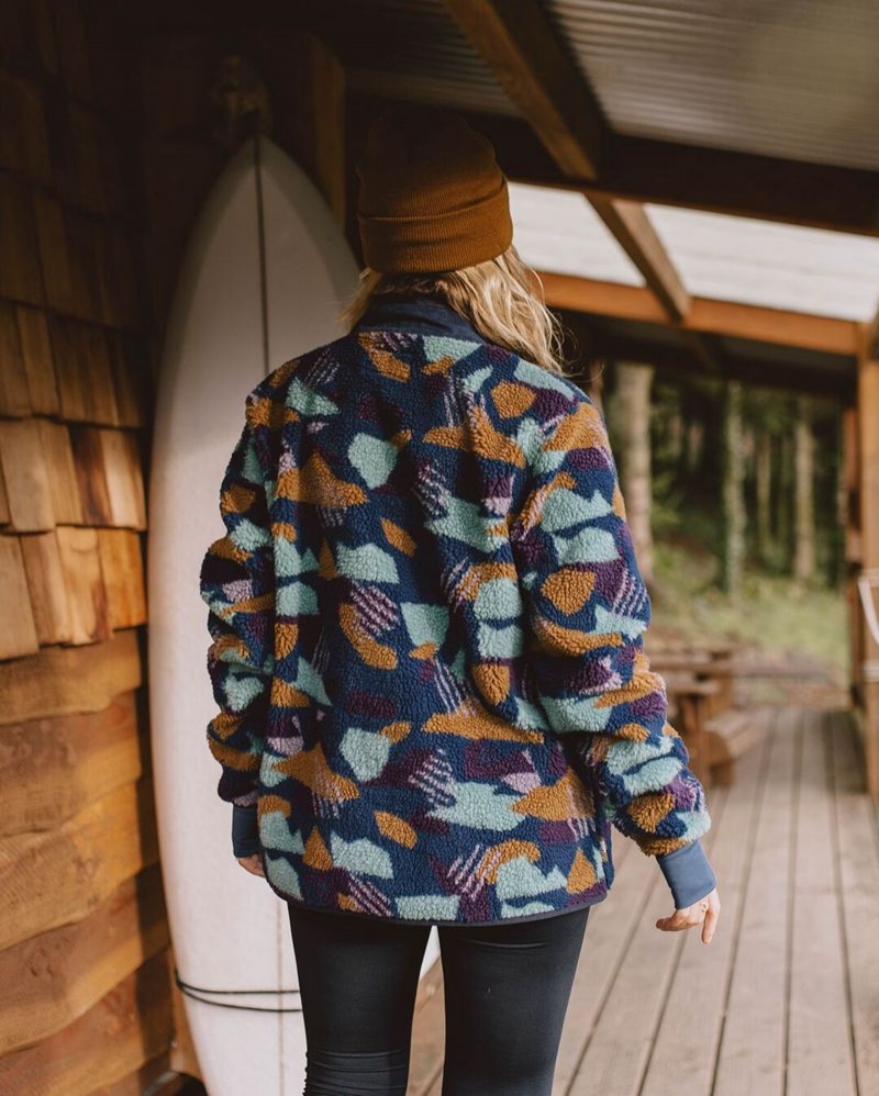 Runo Passenger Clover Recycled Deep-Pile Sherpa Damskie Jasny Niebieskie Camo | Polska-LOYBHV902