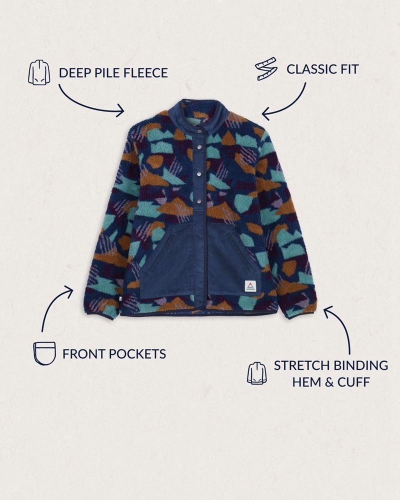 Runo Passenger Clover Recycled Deep-Pile Sherpa Damskie Jasny Niebieskie Camo | Polska-LOYBHV902