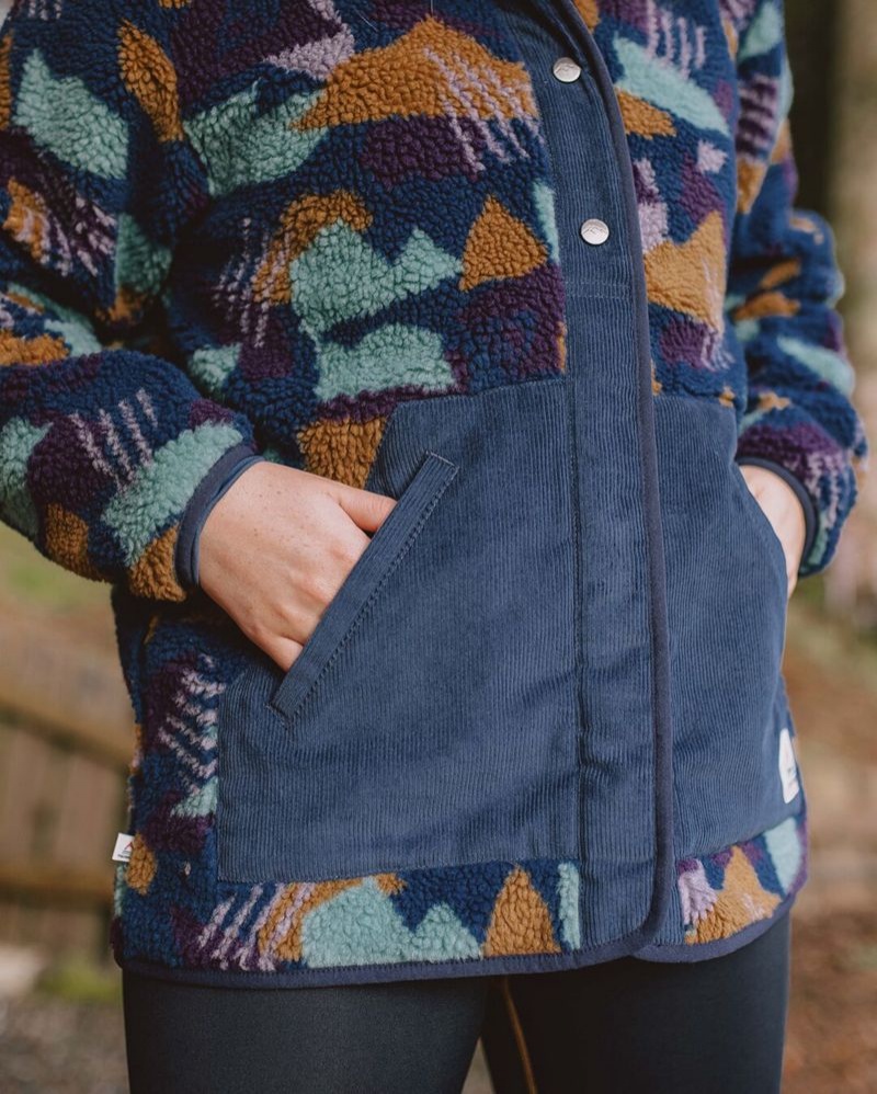Runo Passenger Clover Recycled Deep-Pile Sherpa Damskie Jasny Niebieskie Camo | Polska-LOYBHV902