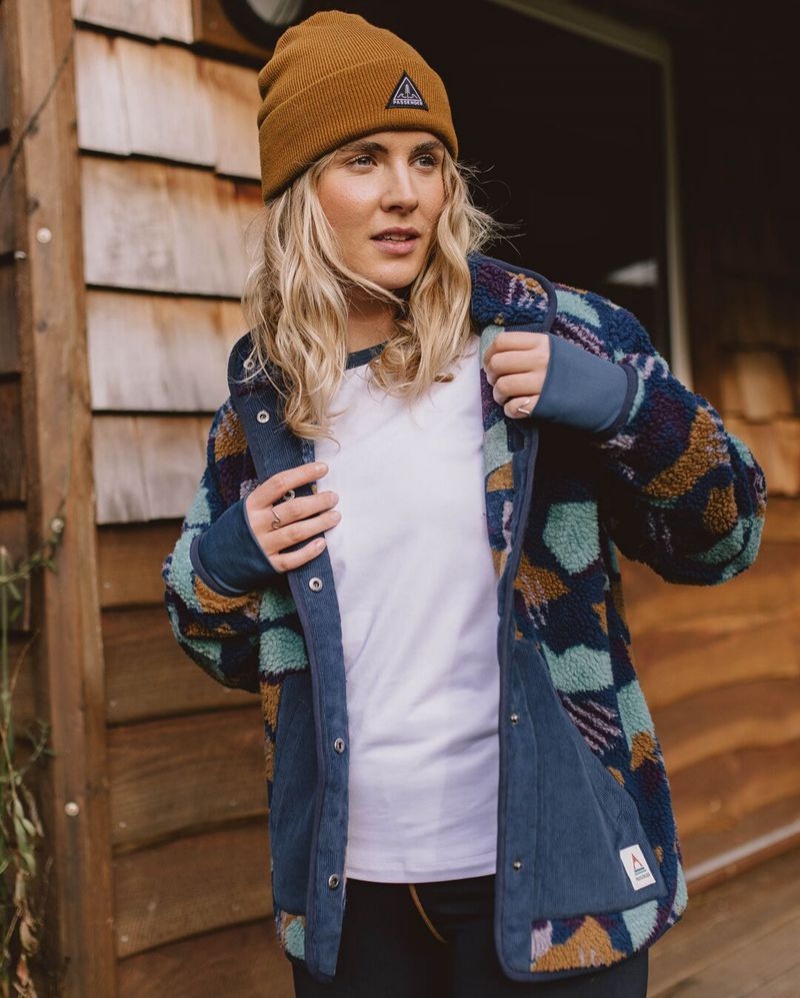 Runo Passenger Clover Recycled Deep-Pile Sherpa Damskie Jasny Niebieskie Camo | Polska-LOYBHV902
