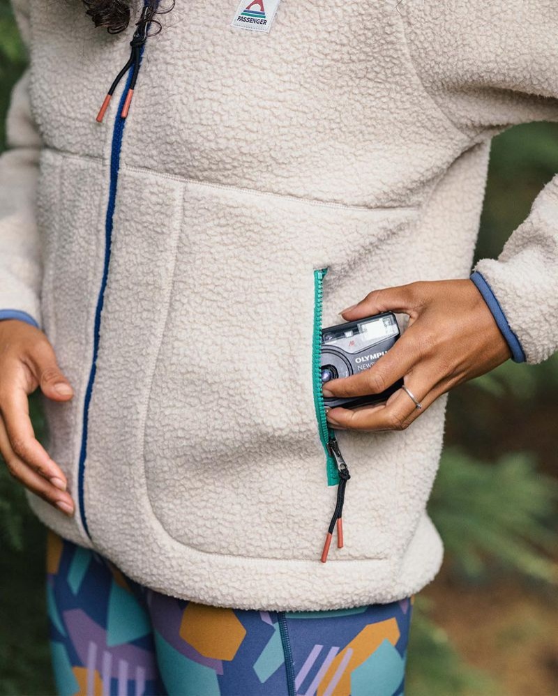 Runo Passenger Fairbanks 2.0 Full Zip Recycled Sherpa Damskie Oatmeal | Polska-KUMDHA209